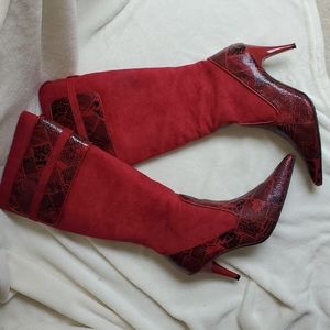 Red Snake Print Boots